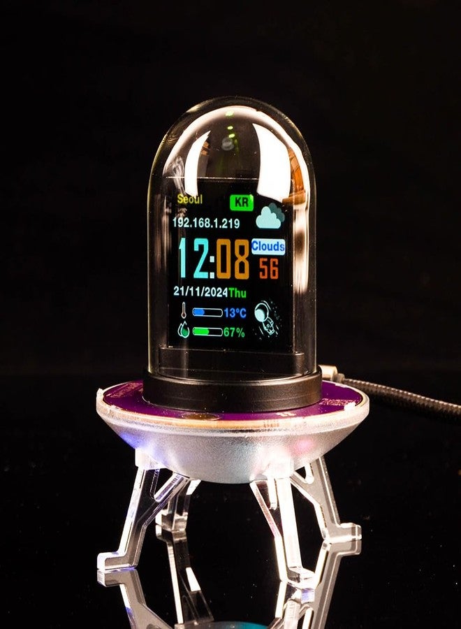 MLWSHR UFO WiFi-Synced Nixie Tube Digital Alarm Clock with IPS Screen,RGB Lighting,Weather Forecast,Real-Time Bitcoin/Stock/Forex/Gold Ticker,Custom Photo & GIF/JPG Display - Image 1